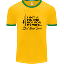 Fishing Rod for My Wife Fisherman Funny Mens Ringer T-Shirt FotL Gold/Green