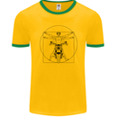 Vitruvian Biker Motorcycle Motorbike Mens Ringer T-Shirt FotL Gold/Green