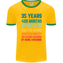 35th Birthday 35 Year Old Mens Ringer T-Shirt FotL Gold/Green