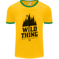 Hiking Wild Thing Camping Rambling Outdoors Mens Ringer T-Shirt FotL Gold/Green