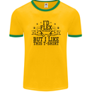 Gym I'd Flex but I Like This Funny Mens Ringer T-Shirt FotL Gold/Green