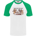 Sloth Board Games Funny Mens S/S Baseball T-Shirt White/Green