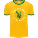 Rolling Funny Bong Weed Cannabis Drugs Mens Ringer T-Shirt FotL Gold/Green