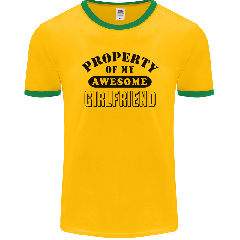 Property of My Awesome Girlfriend Funny Mens Ringer T-Shirt FotL Gold/Green