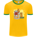 Gingerbread Man Escape Funny Food Mens White Ringer T-Shirt Gold/Green