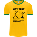 Gay Test Funny LGBT Mens White Ringer T-Shirt Gold/Green