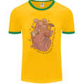 Mushroom Heart Foraging Mycology Mens Ringer T-Shirt FotL Gold/Green