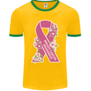 Breast Cancer Awareness Bow Mens Ringer T-Shirt FotL Gold/Green