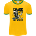 Shark Ahead Funny Scuba Diving Diver Mens Ringer T-Shirt FotL Gold/Green