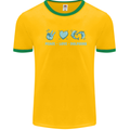 Peace Love Dolphins Mens Ringer T-Shirt Gold/Green