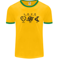 Love Triathlon Running Swimming Cycling Mens White Ringer T-Shirt Gold/Green