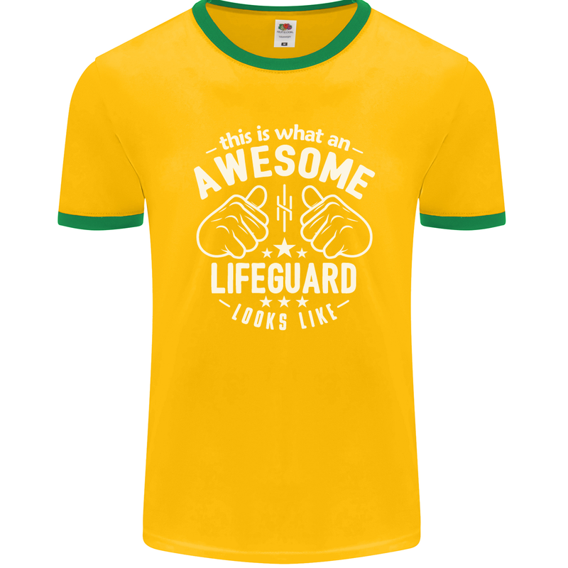 An Awesome Lifeguard Looks Like Mens Ringer T-Shirt FotL Gold/Green