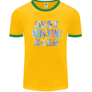 Best Mom Ever Tie Died Effect Mother's Day Mens White Ringer T-Shirt Gold/Green