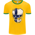 Gym Finnish Flag Ripped Muscles Finland Mens White Ringer T-Shirt Gold/Green