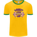 Donut Give Up Funny Gym Bodybuilding Mens White Ringer T-Shirt Gold/Green