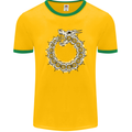 Dragon Symbol Fantasy Chinese Japanese Mens Ringer T-Shirt FotL Gold/Green