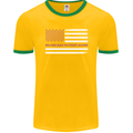 Breast Cancer Awareness USA Flag Mens Ringer T-Shirt FotL Gold/Green