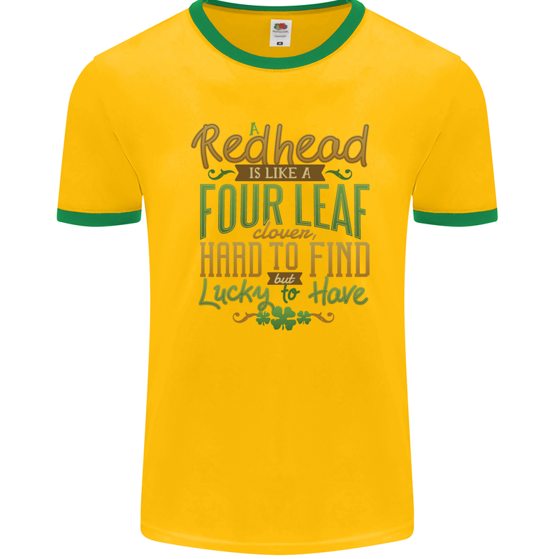 St Patricks Day Redhead Ginger Funny Irish Mens Ringer T-Shirt FotL Gold/Green