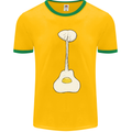 Funny Egg Guitar Acoustic Electric Bass Mens White Ringer T-Shirt Gold/Green