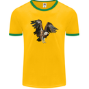 A Vulture Illustration Birds of Prey Mens Ringer T-Shirt FotL Gold/Green