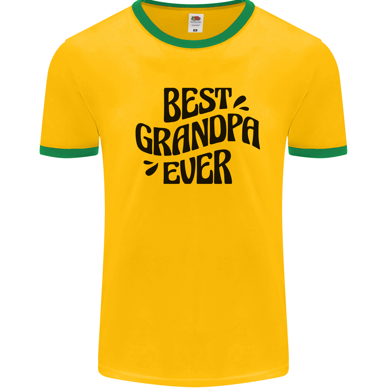 Grandparents Day Best Grandpa Ever Mens Ringer T-Shirt Gold/Green