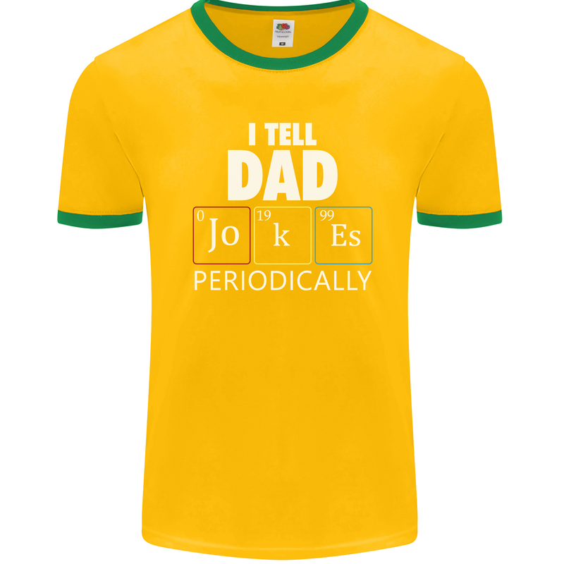 Dad Jokes Periodically Funny Father's Day Mens Ringer T-Shirt FotL Gold/Green