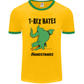 T-Rex Hates Handstands Funny Dinosaurs Mens Ringer T-Shirt FotL Gold/Green