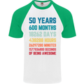 50th Birthday 50 Year Old Mens S/S Baseball T-Shirt White/Green