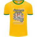 Motorcycle Legend Biker Union Jack British Mens Ringer T-Shirt FotL Gold/Green