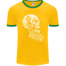 Viking Skull With Beard and Valknut Symbol Mens Ringer T-Shirt FotL Gold/Green