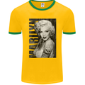 Marilyn Tattoo Mens Ringer T-Shirt FotL Gold/Green