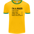 Motorcycle I'm a Biker When My Wife Funny Mens White Ringer T-Shirt Gold/Green