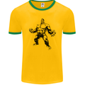 Muscle Man Gym Training Top Bodybuilding Mens Ringer T-Shirt FotL Gold/Green