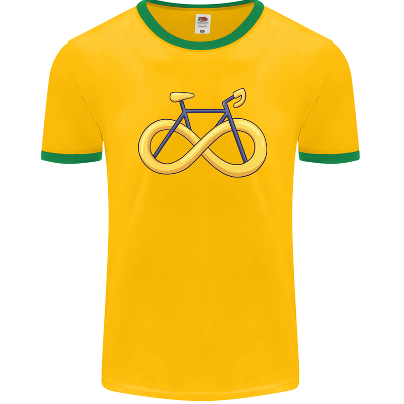 Infinity Bicycle Mens Ringer T-Shirt FotL Gold/Green