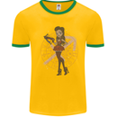 Sagittarius Steampunk Woman Star Sign Mens Ringer T-Shirt Gold/Green