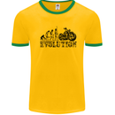 Evolution of Motorcycle Motorbike Biker Mens White Ringer T-Shirt Gold/Green