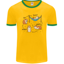 Hampster Eat Sleep Wheek Repeat Funny Mens White Ringer T-Shirt Gold/Green