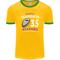 35 Year Wedding Anniversary 35th Rugby Mens Ringer T-Shirt FotL Gold/Green