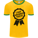 I Got Dressed Today Antisocial Funny Gamer Mens Ringer T-Shirt FotL Gold/Green