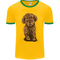 Dogs Cute Labradoodle Puppy Mens Ringer T-Shirt FotL Gold/Green