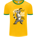 Lemur Hug You Funny Mens Ringer T-Shirt FotL Gold/Green