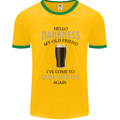 Hellow Darkness My Old Friend Funny Alcohol Mens White Ringer T-Shirt Gold/Green