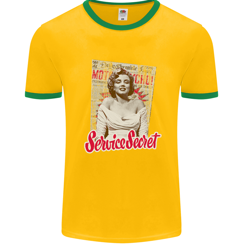 Service Secret Fashion Mens Ringer T-Shirt FotL Gold/Green