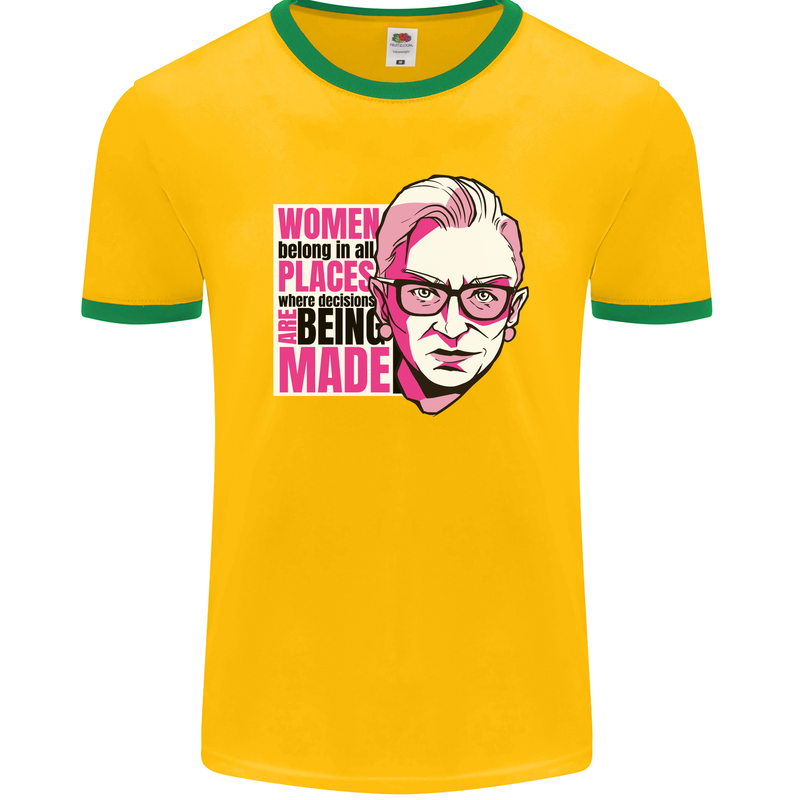 Women Empowerment Feminism Feminist Mens Ringer T-Shirt FotL Gold/Green