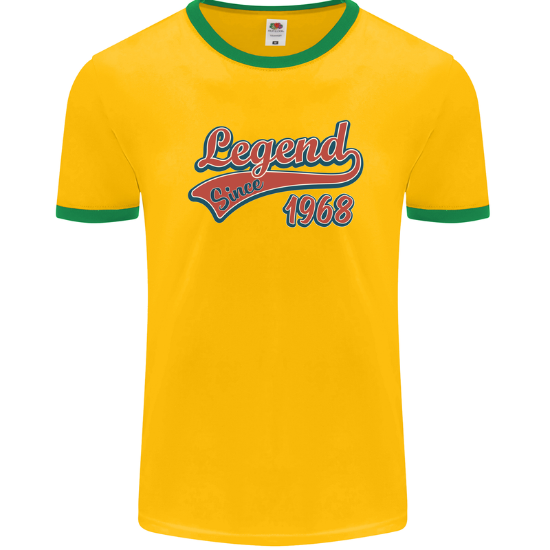 Legend Since 55th Birthday 1968 Mens Ringer T-Shirt FotL Gold/Green