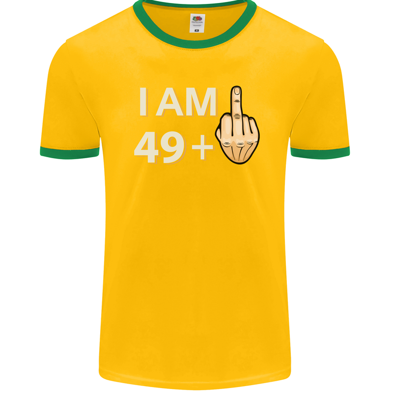 50th Birthday Funny Offensive 50 Year Old Mens Ringer T-Shirt FotL Gold/Green