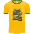 Custom Motorcycles Choppers Biker Motorbike Mens White Ringer T-Shirt Gold/Green