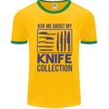 Ask About My Knife Collection Funny Chef Mens Ringer T-Shirt FotL Gold/Green