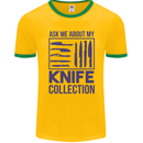 Ask About My Knife Collection Funny Chef Mens Ringer T-Shirt FotL Gold/Green