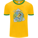 Climate Change Earth Destruction Nuclear War Mens Ringer T-Shirt FotL Gold/Green
